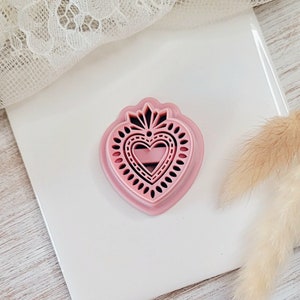 Cortador de arcilla de corazón Mandala Debossing / Cortador de corazón sagrado de San Valentín / Cortadores de arcilla polimérica / Cortadores de arcilla / Herramientas de arcilla