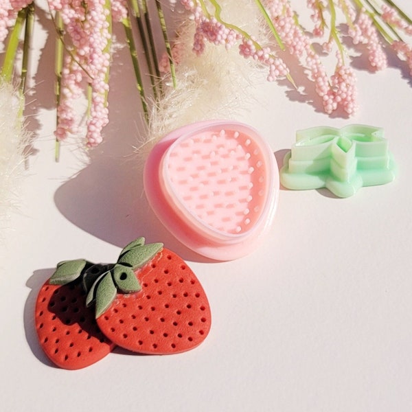 Embossed Strawberry Set | Strawberry Clay Cutter | Fruit | Polymer Clay Cutter | Clay Cutters | Clay Tools
