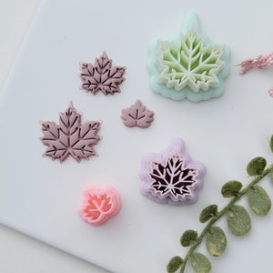 Ahornblatt-Tonschneider | 4 Größen | Ahornblatt Ohrstecker | Herbstblattschneider | Herbstblattschneider | Ausstecher aus Fimo