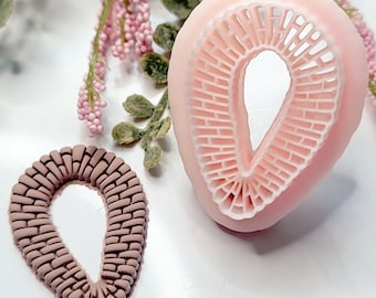 Rattan Teardrop Donut | Wicker Teardrop Donut | Embossed Teardrop Donut | Teardrop Hoop | Polymer Clay Cutter