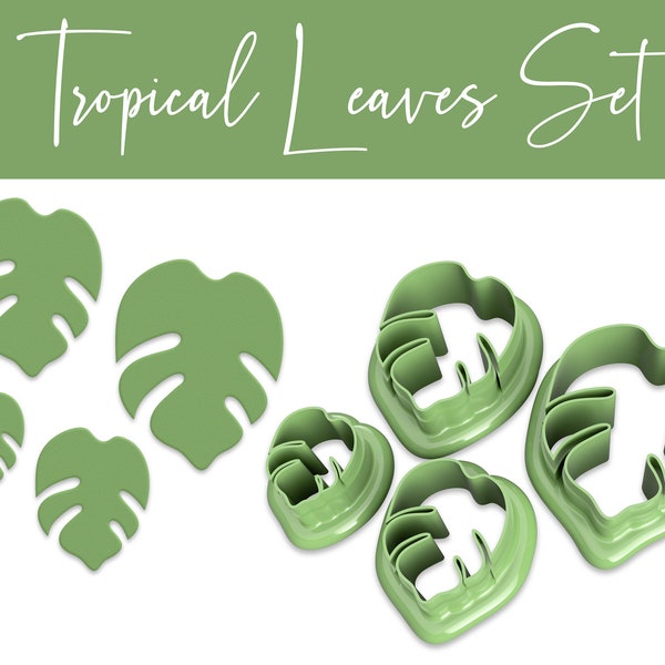 Tropical Leaf Polymer Clay Cutters | Leaf Cutters | Polymer Clay Cutter Set