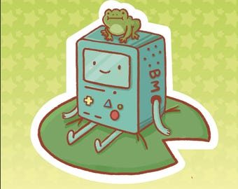 Video Game & Frog Sticker - Waterproof Vinyl - Nostalgic Cartoon