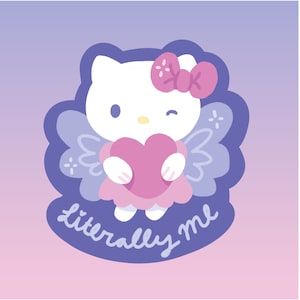 Kawaii Cat &quot;Literally Me&quot; Fairy Angel Sticker - Vinyl & Waterproof