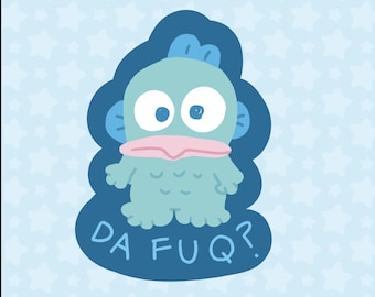 Sassy Blue Fish Sticker – Funny Kawaii Decal, Waterproof Vinyl Art (2.5" x 1.75")