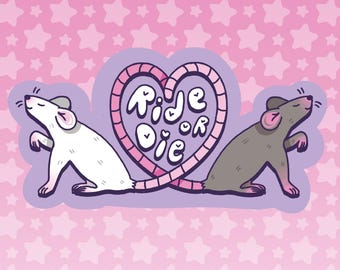 Vinyl 'Ride or Die' Rats Sticker: Waterproof stickers for Besties