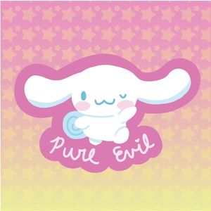 Kawaii Bunny &quot;Pure Evil&quot; Sticker - Vinyl & Waterproof