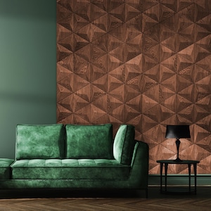 3D Wood Panel Pyramid - wall panel walnut - wood wall - wooden wall paneling- wood wall covering - wood cladding wall - wall decor