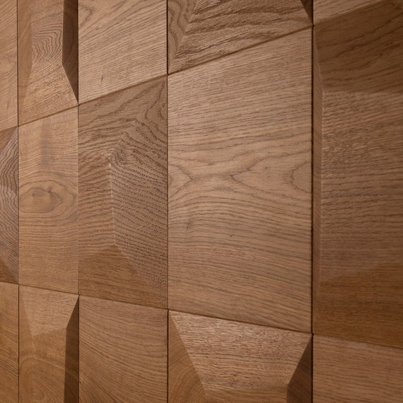 Wood wall panel Square Flat wall Panel Oak & Walnut wall Etsy
