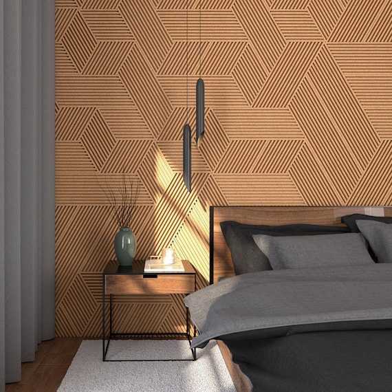 3D Wall Panels Stripe Cork Wall Cork Wall Tiles Cladding Wall