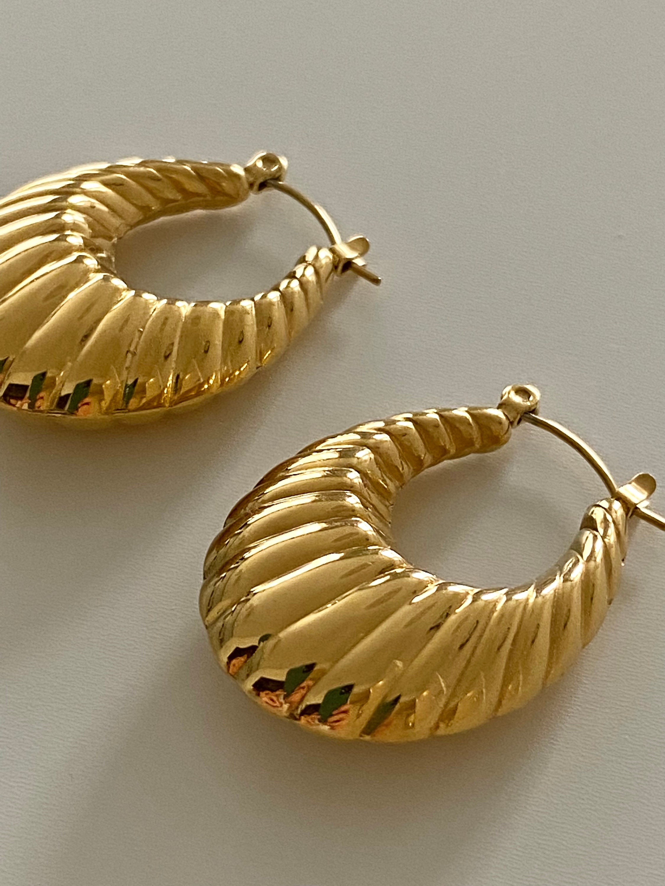 Chunky Statement Hoops Croissant Hoops Vintage Hoops Gold Etsy