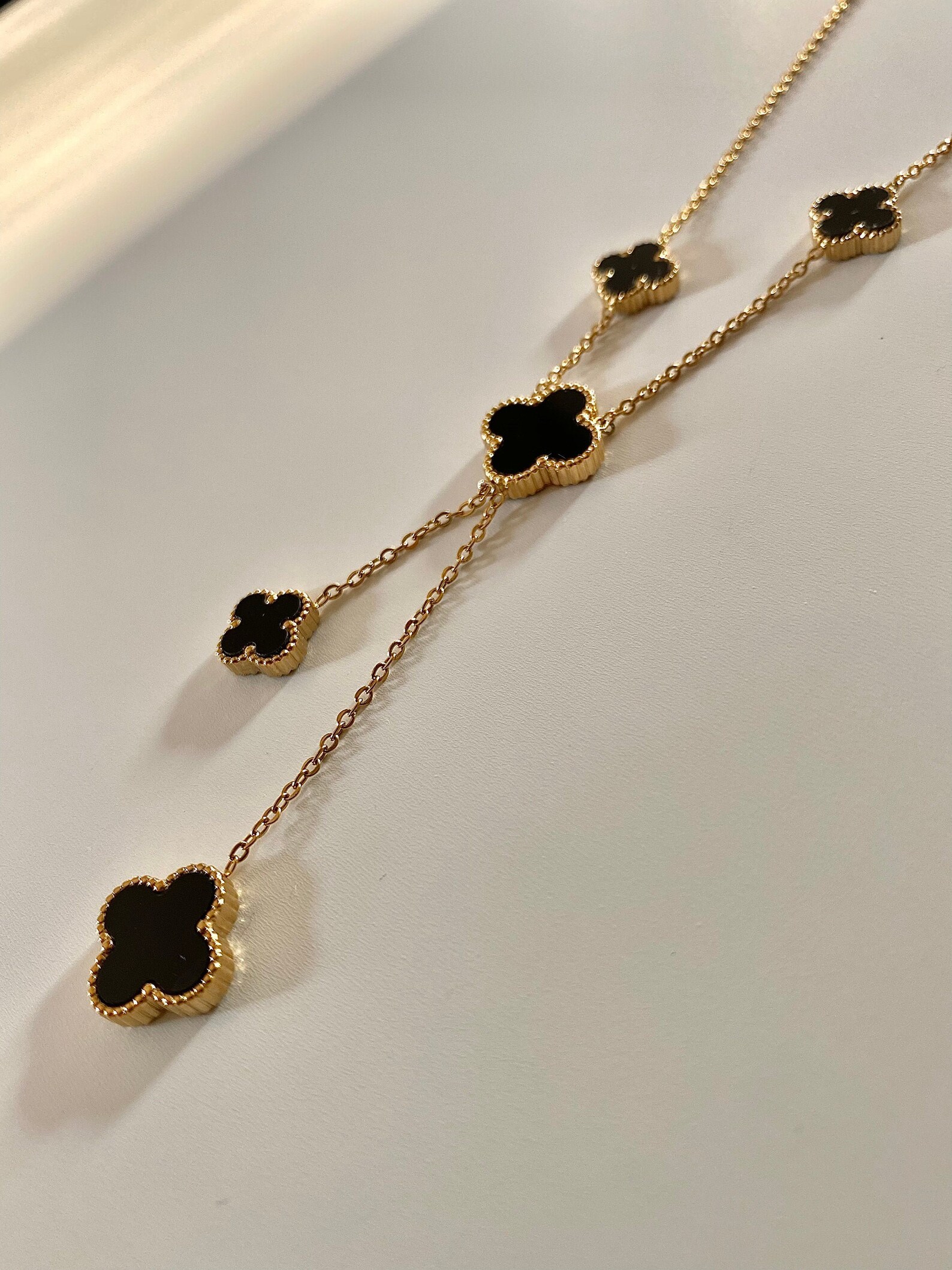 18k Multi Clover Necklace Charm Necklace Leaf Necklace Etsy