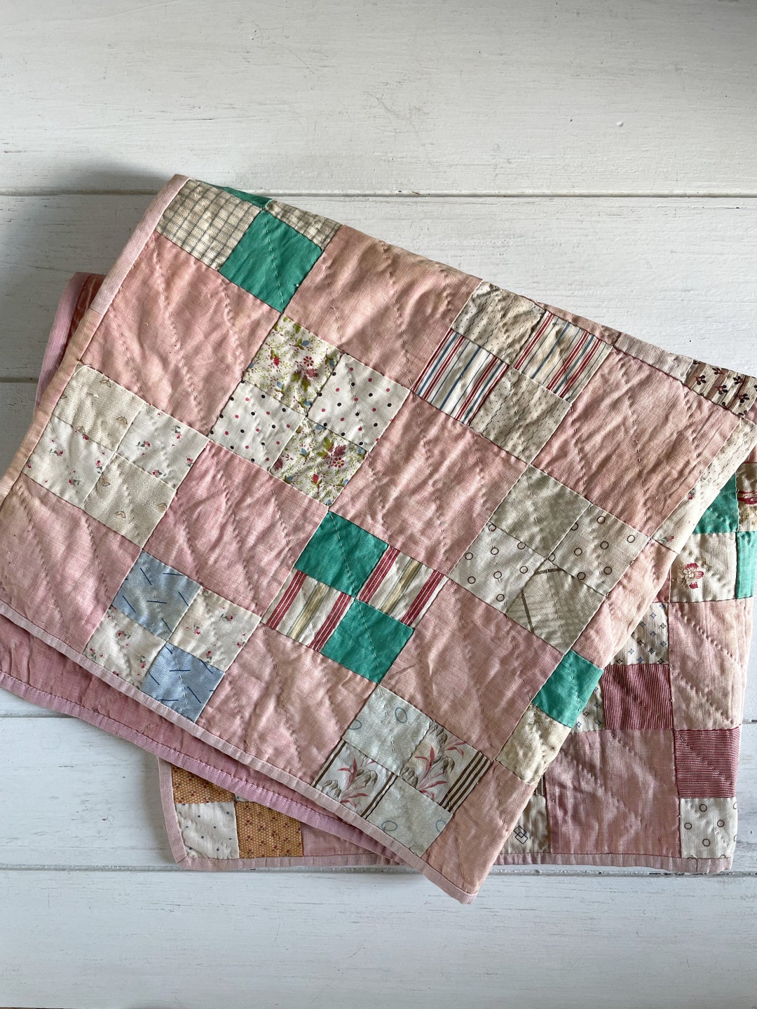 Antique Doll Quilt Small Play Quilt With Antique Calico Fabrics Etsy
