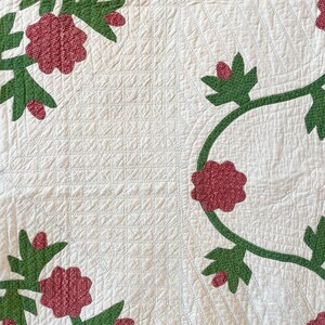 1850s Applique Quilt: (92 x 93.5 inches) Dated Hand Stitched Antique Quilt image 3