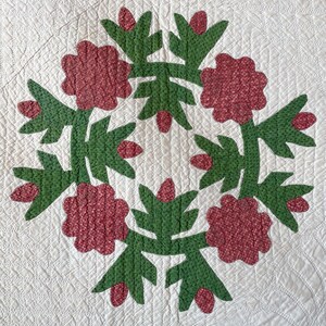 1850s Applique Quilt: (92 x 93.5 inches) Dated Hand Stitched Antique Quilt image 13