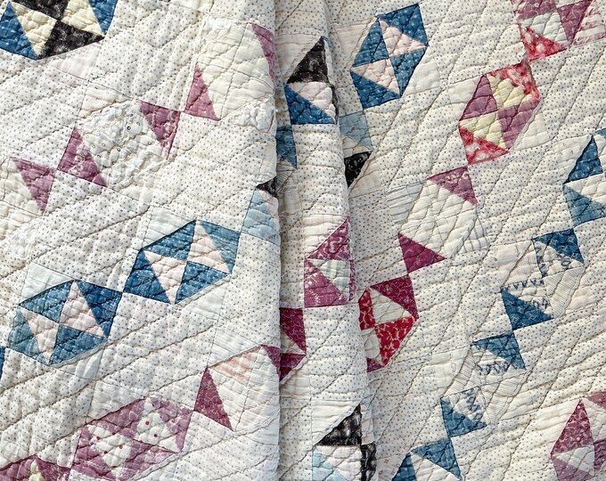 Antique Calico Quilt Hourglass Vintage Quilt Antique Quilt Etsy