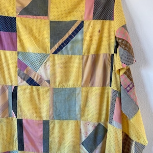 Hand Stitched String Quilt Top: (59 x 80 inches)