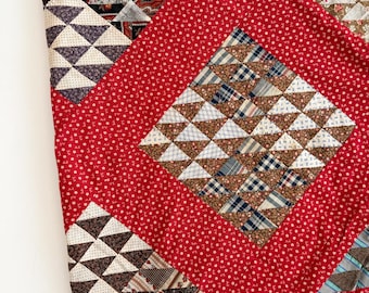 Antique Quilt Top: Hand-Pieced Unfinished TOP (62 x 75 inches)