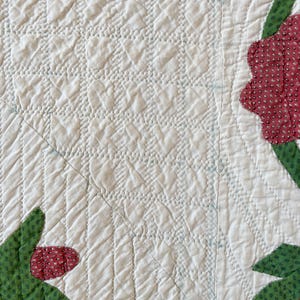1850s Applique Quilt: (92 x 93.5 inches) Dated Hand Stitched Antique Quilt image 11
