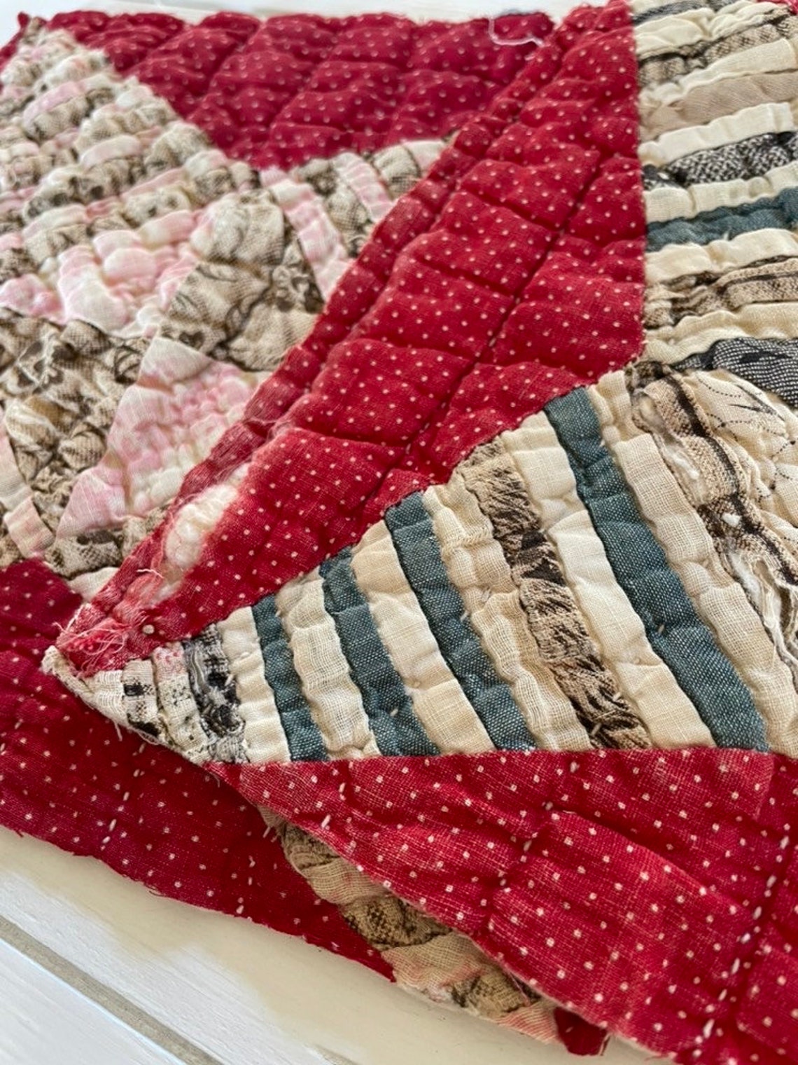 Antique Quilt Block Set Set of 2 Handmade Quilt Pieces Etsy