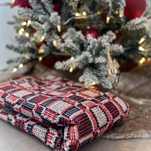 Woven Overshot Coverlet - Primitive Textile - Antique Coverlet - Handwoven Blanket