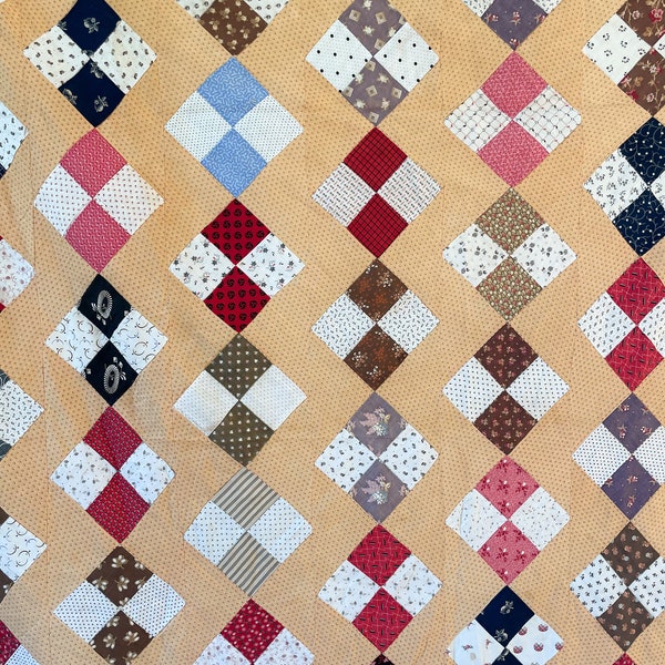 Antique Patchwork Quilt TOP - Quilt Topper - Unfinished Quilt TOP