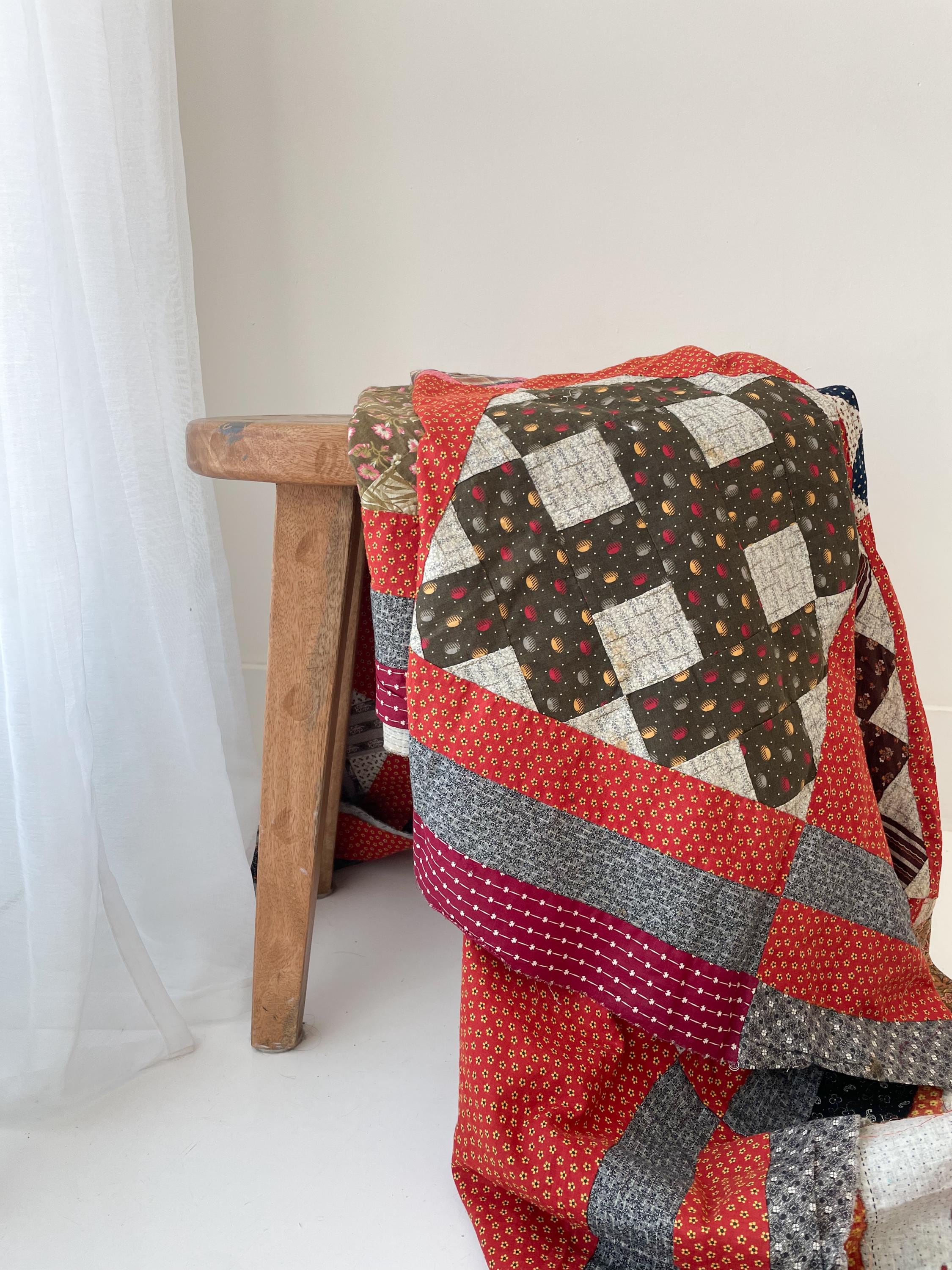 アンティークキルトトップ Antique Quilt Top: (80 X 82 Inches) Hand Stitched Quilt Topper - Etsy