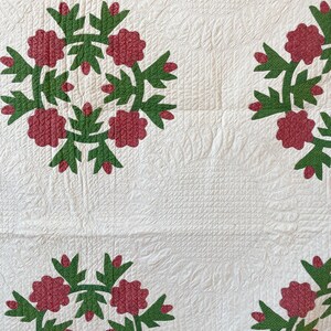 1850s Applique Quilt: (92 x 93.5 inches) Dated Hand Stitched Antique Quilt image 9