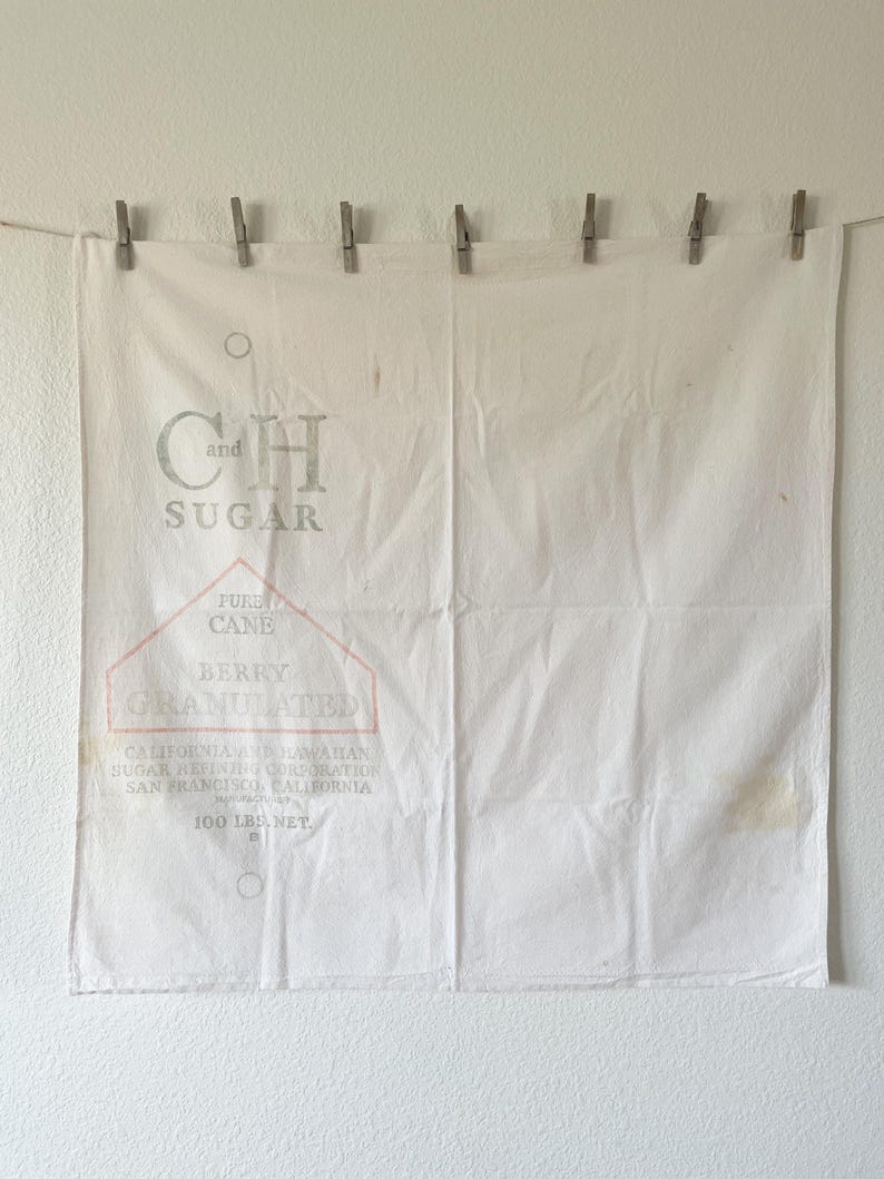 Vintage Sugar Feed Sack: 33 x 33 inches Grain Bag image 2