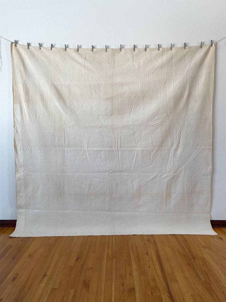 1850s Applique Quilt: (92 x 93.5 inches) Dated Hand Stitched Antique Quilt image 6