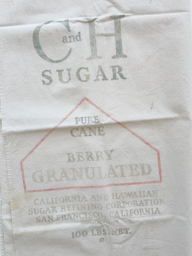 Vintage Sugar Feed Sack: 33 x 33 inches Grain Bag image 3