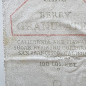 Vintage Sugar Feed Sack: 33 x 33 inches Grain Bag image 4