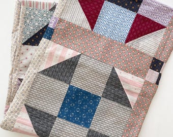 Vintage Shoofly Quilt Top - 64.5 x 81.5 inches