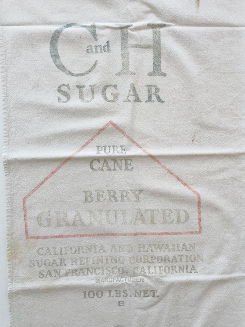 Vintage Sugar Feed Sack: 33 x 33 inches Grain Bag image 8