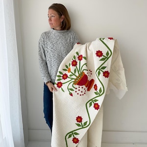 Antique Patchwork Quilt - Handstitched Quilt - Rare Calico Fabric - Quilts for the home