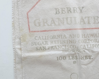Vintage Sugar Feed Sack: 33 x 33 inches Grain Bag