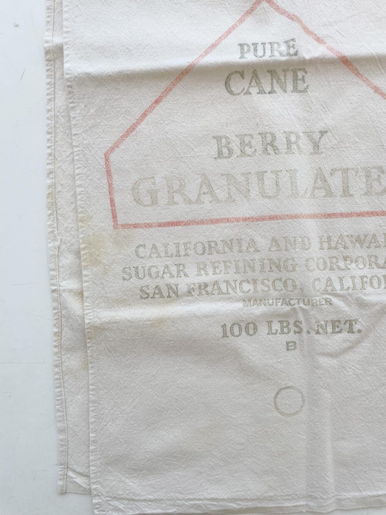 Vintage Sugar Feed Sack: 33 x 33 inches Grain Bag image 1