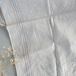 Vintage Striped Feed Sack: (16 x 25 inch) Pink & Blue Grain Sack
