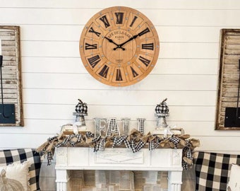 Handcrafted Wooden Wall Clock: Vintage Paris Farmhouse Decor