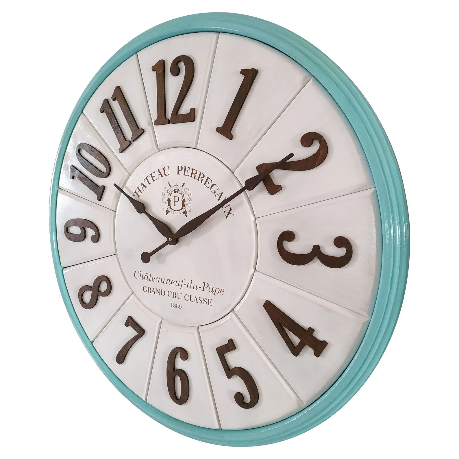 Teal Green Vintage Kitchen Wall Clock: Wine Vineyard Design, 24 ...