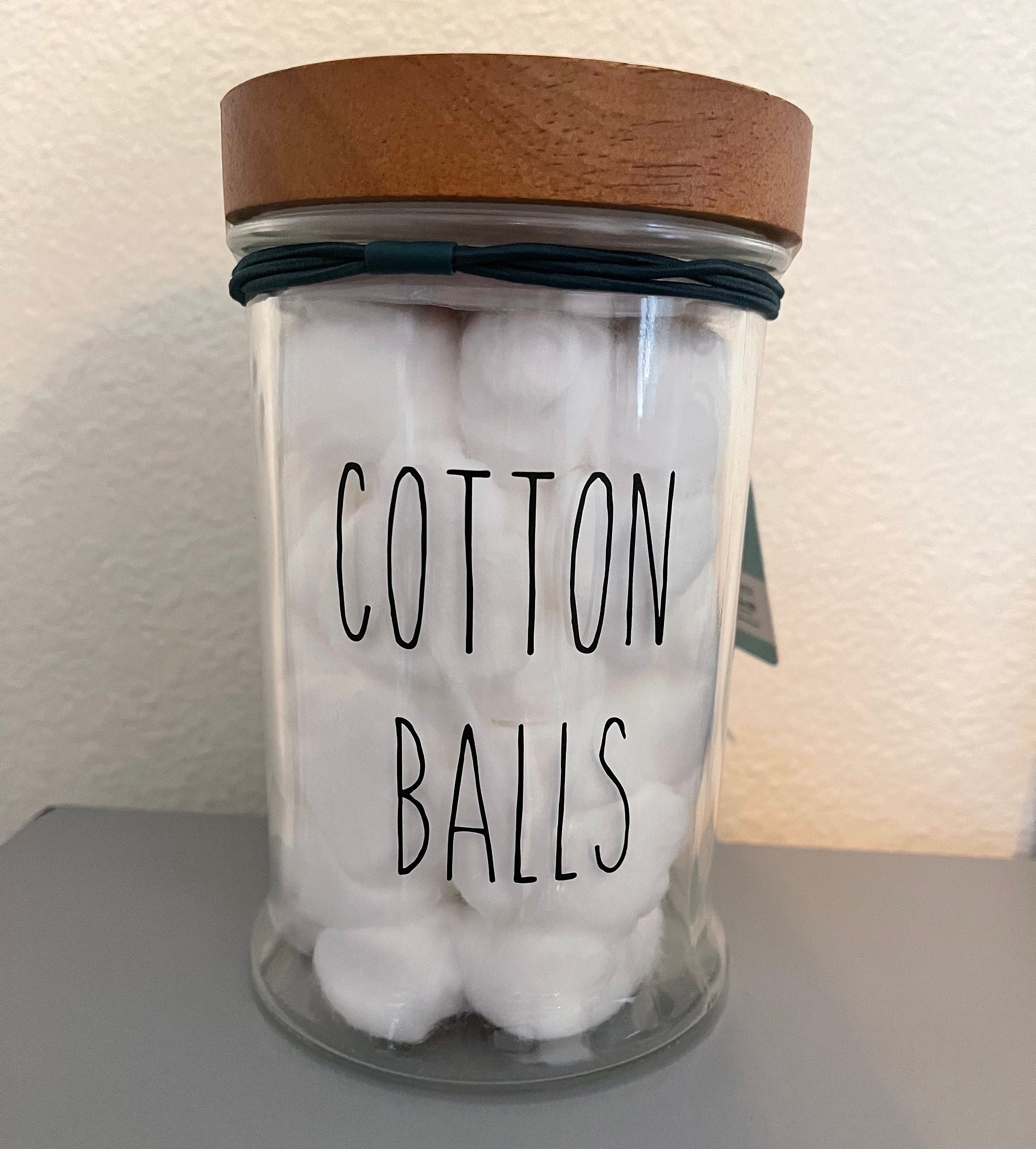 Glass Cotton Balls Canister with Wooden Lid Etsy