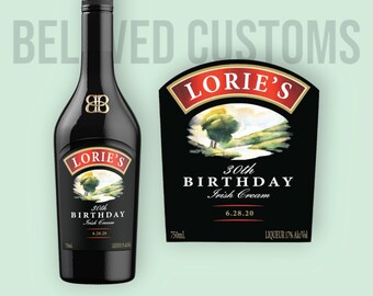 Étiquette personnalisée crème irlandaise Baileys, étiquette de bouteille d'alcool personnalisée, cadeau pour lui, cadeau pour elle, décoration de bar