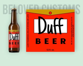 Duff Beer Label Pack van 4, Alcohol Label Stickers, Drink Label Decals, Drinkware Labels, Bar Decor