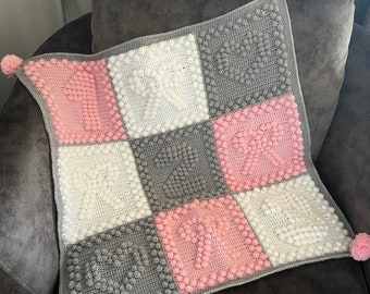 Hand Crocheted Gorgeous large Baby Blanket. Blue, Pink or neutral baby options. Baby shower gift. New baby gift