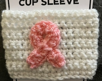 Breast Cancer Pink Ribbon Cup Cosy, Mug Cosy, Cup Sleeve, Coffee Gift.