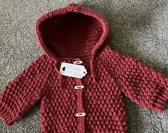 Hand crocheted newborn/0-3 months,3-6 months,12-18 mths baby jacket/cardigan. Beautiful designs with multiple colours and styles available.