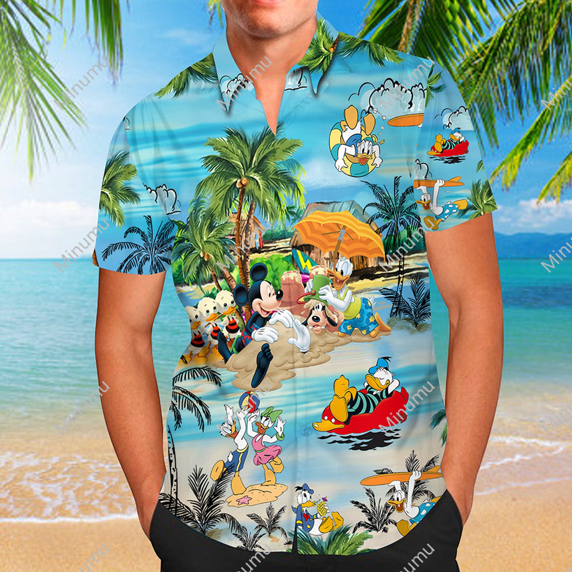 Disney Donald Duck Summer Vacation Cartoon Hawaiian Shirt