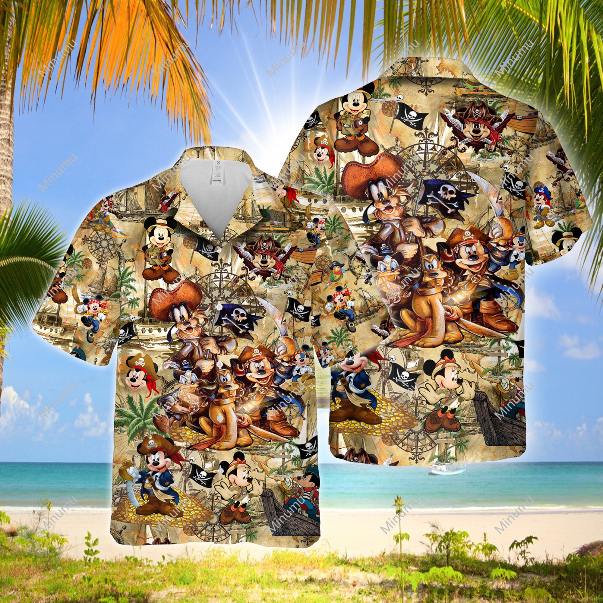 Micky Maus und Freunde Piraten Schatz Karte Hawaiian Shirt Micky Maus und Freunde Piraten Schatz Karte Hawaiian Shirt