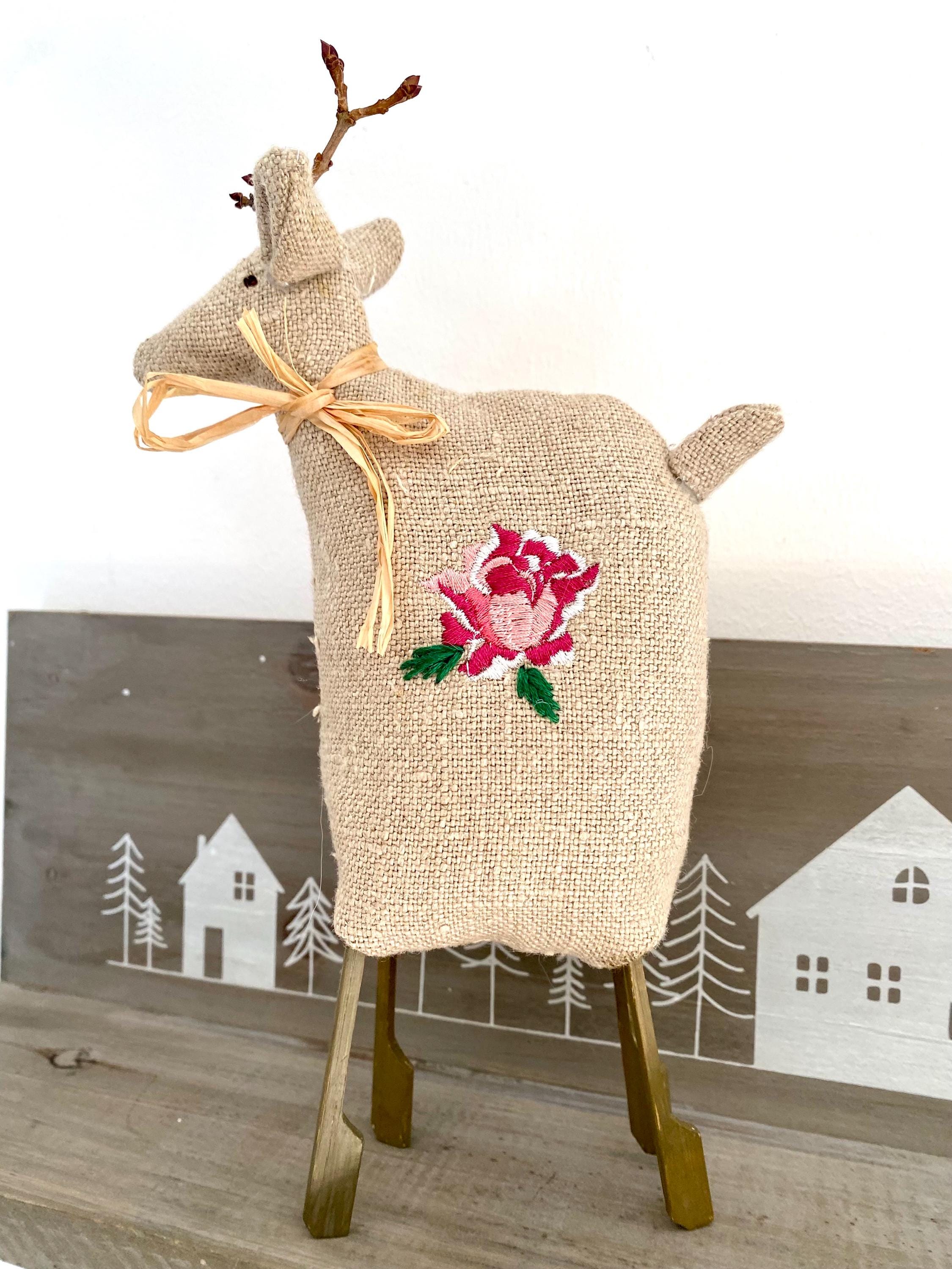 Tilda reindeer embroidered, Scandinavian decoration, Christmas decoration, gift idea