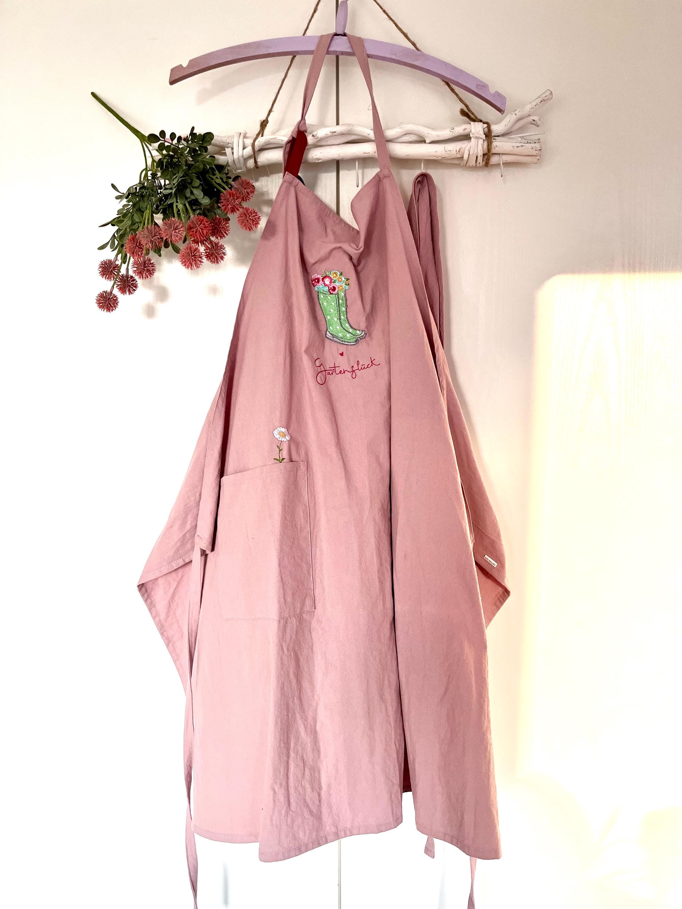 Apron machine embroidered, cooking apron, gardening apron, rose embroidery, Tilda style, cottage