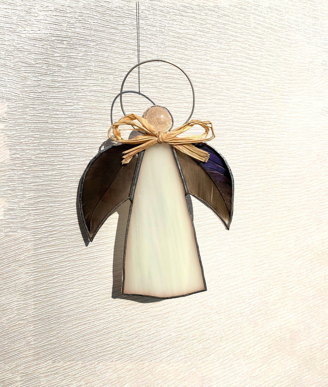 Stained Glass Angel Window Hanging Suncatcher Guardian Angel Etsy